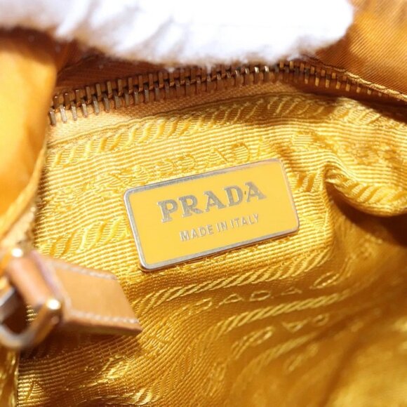 PRADA Hand Bag Canvas Beige Gold Auth EC435 - Picture 13 of 16